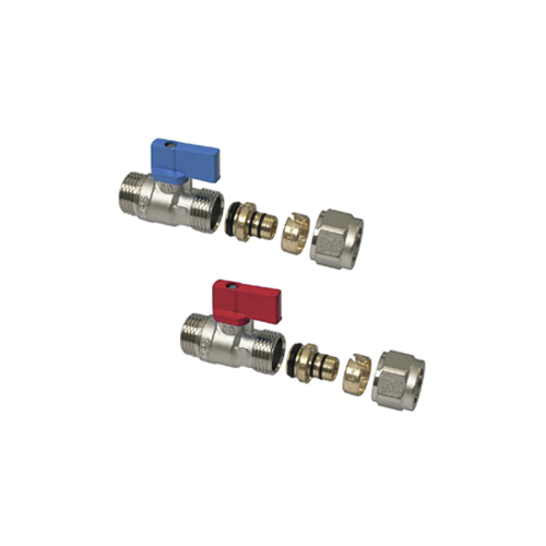 Mini vanne d’arrêt avec raccord 1/2 MF rouge
