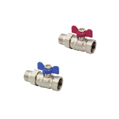 Vanne à bille papillon avec raccord union MF 1/2" bleu